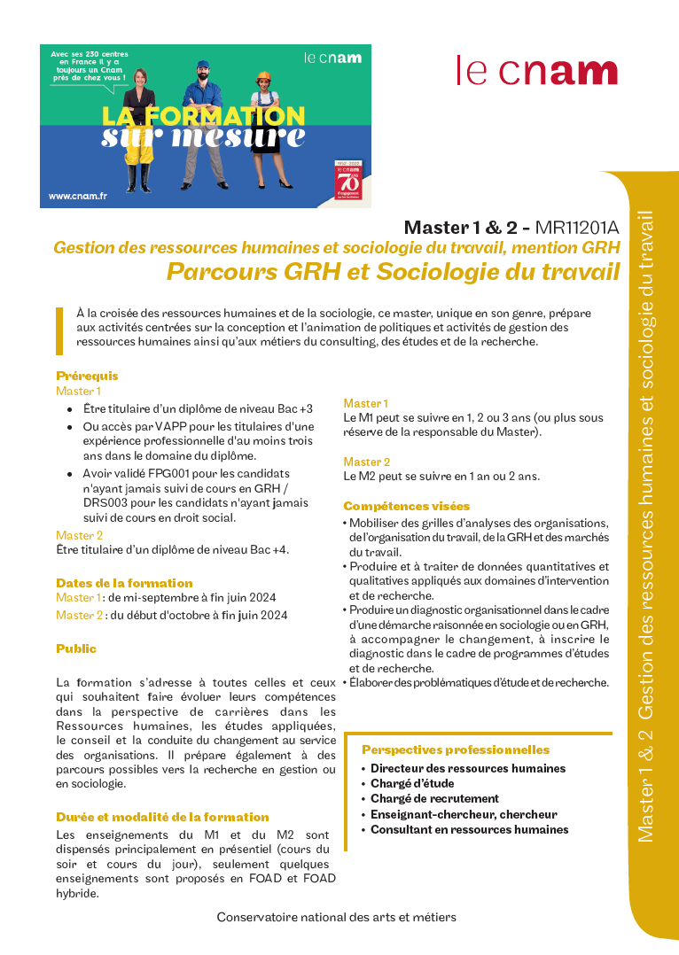Brochure Master GRH et sociologie du travail 2024-2025